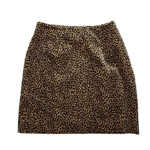 VTG 90s 8 Skirt Cheetah Animal Print Lined Cotton Velvet Pencil Knee-length